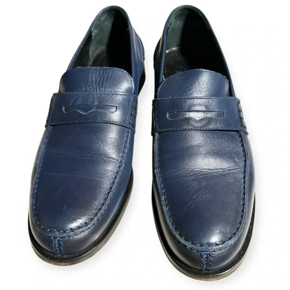 Girotti MEN`S BLUE PENNY LEATHER LOAFERS size 42 - Picture 3 of 8